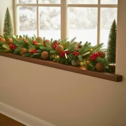 Shatchi 6ft/1.8m Orange & Berry Christmas Garland - Christmas Decoration in Green - thumbnail 2