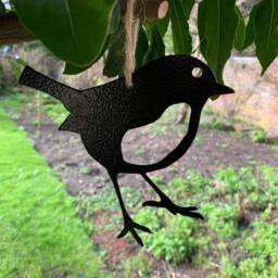 Poppyforge Hanging Robin Garden Art (Pack of 3) - W15 x H15 cm - Black - thumbnail 2
