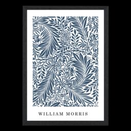 ARTZE Vintage William Morris Larkspur in Navy & White Art Print / Black Frame / SIZE: A3 - Size: A2 - thumbnail 2