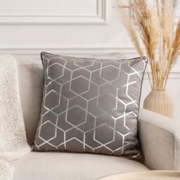 Voltico Foil Printed Filled Cushion 43 × 43 cm - Charcoal or Pink - Size: 43 cm x 43 cm