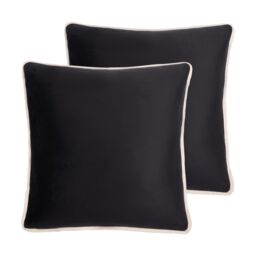 OHS 2 Pack Matte Velvet Piped Cushion Covers Home Decor Set in Black - Size: 45 cm x 45 cm - thumbnail 1