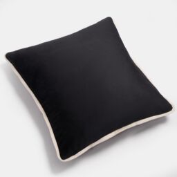 OHS 2 Pack Matte Velvet Piped Cushion Covers Home Decor Set in Black - Size: 45 cm x 45 cm - thumbnail 4