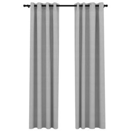 Berkfield Home Linen-Look Blackout Curtains with Grommets 2pcs Grey 140x245cm - Size: 140x245 cm - thumbnail 2