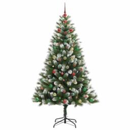 Berkfield Home Artificial Hinged Christmas Tree with Flocked Snow 180 cm in Green - thumbnail 6