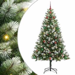 Berkfield Home Artificial Hinged Christmas Tree with Flocked Snow 180 cm in Green - thumbnail 2
