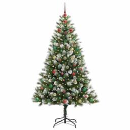 Berkfield Home Artificial Hinged Christmas Tree with Flocked Snow 180 cm in Green - thumbnail 3