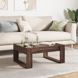 Berkfield Home Coffee Table with Infinity LED Brown Oak 70x53x30 cm - Size: 70 x 53 x 30 cm - thumbnail 4