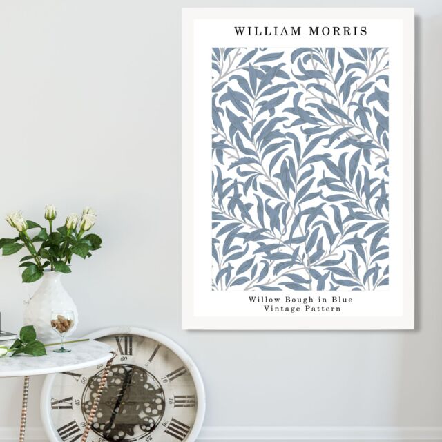 ARTZE William Morris Willow in Blue Art Print / White Frame / SIZE: A2 in Mid Blue - Size: A4 - image 1
