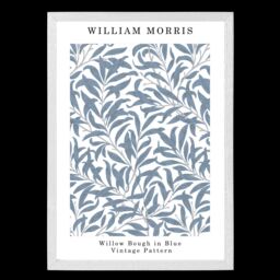 ARTZE William Morris Willow in Blue Art Print / White Frame / SIZE: A2 in Mid Blue - Size: A4 - thumbnail 2