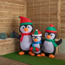 Samuel Alexander 1.5m Inflatable LED Lit Penguin Family Indoor Outdoor Christmas Decoration with 12 Warm White LEDs - thumbnail 3