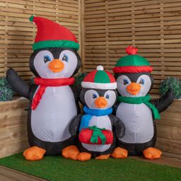 Samuel Alexander 1.5m Inflatable LED Lit Penguin Family Indoor Outdoor Christmas Decoration with 12 Warm White LEDs - thumbnail 1