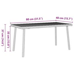 Berkfield Home Garden Coffee Table Rectangular Grey 80x40x37 cm Poly Rattan - Size: 80 x 40 x 37 cm - thumbnail 8