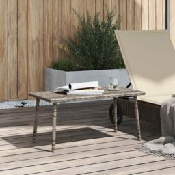 Berkfield Home Garden Coffee Table Rectangular Grey 80x40x37 cm Poly Rattan - Size: 80 x 40 x 37 cm - thumbnail 3