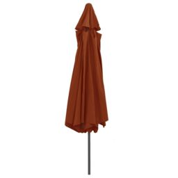 Berkfield Home Garden Parasol with Metal Pole 390 cm Terracotta in Brown - thumbnail 4