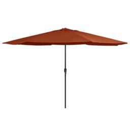 Berkfield Home Garden Parasol with Metal Pole 390 cm Terracotta in Brown - thumbnail 1