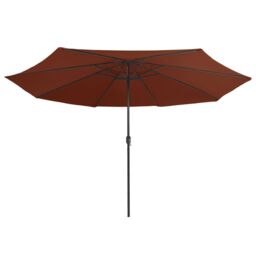 Berkfield Home Garden Parasol with Metal Pole 390 cm Terracotta in Brown - thumbnail 3