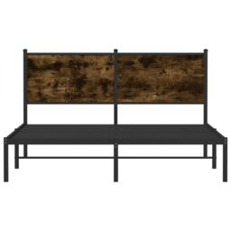 Berkfield Home Metal Bed Frame without Mattress Smoked Oak 137x190 cm in Brown - thumbnail 5