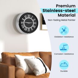 Costway 17.5 Inch Silent Wall Clock Non-Ticking Large Decorative Modern Wall Clock in Black - thumbnail 6