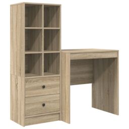 Berkfield Home Desk with Storage Sonoma Oak Engineered Wood in Brown - thumbnail 2