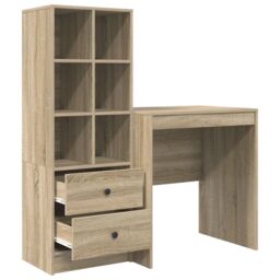 Berkfield Home Desk with Storage Sonoma Oak Engineered Wood in Brown - thumbnail 6