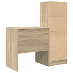Berkfield Home Desk with Storage Sonoma Oak Engineered Wood in Brown - thumbnail 8
