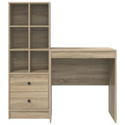 Berkfield Home Desk with Storage Sonoma Oak Engineered Wood in Brown - thumbnail 7