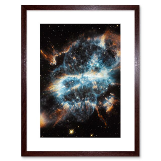 Artery8 Wall Art Print Hubble Space Astronomy Planetary Nebula NGC 5189 Glowing Blue Gas Clouds & Gold Cometary Knots Around Dying Star Artwork - image 1