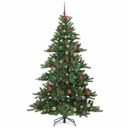 Berkfield Home Artificial Hinged Christmas Tree with 300 LEDs 180 cm PVC in Green - thumbnail 6