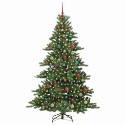Berkfield Home Artificial Hinged Christmas Tree with 300 LEDs 180 cm PVC in Green - thumbnail 3