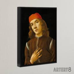 "Artery8 Portrait of a Youth Botticelli Vintage Black Framed Canvas Wall Art - Size: W12"" x H16""" - thumbnail 2