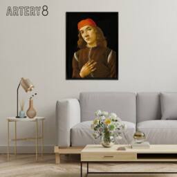 "Artery8 Portrait of a Youth Botticelli Vintage Black Framed Canvas Wall Art - Size: W12"" x H16""" - thumbnail 3