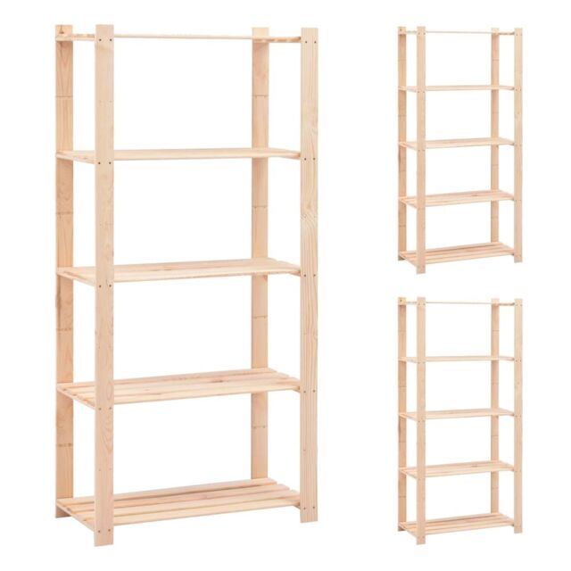 Berkfield Home 5-Tier Storage Racks 3 pcs 80x38x170 cm Solid Pinewood 250 kg in Beige - Size: 80 x 38 x 170 cm - image 1