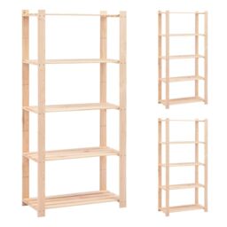 Berkfield Home 5-Tier Storage Racks 3 pcs 80x38x170 cm Solid Pinewood 250 kg in Beige - Size: 80 x 38 x 170 cm - thumbnail 1