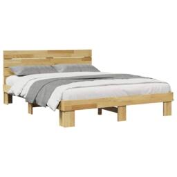 Berkfield Home Bed Frame with Headboard without Mattress 160x200 cm Solid Wood Oak in Light Tan - thumbnail 5