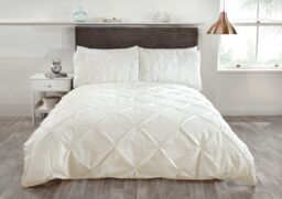 Rapport Home Pintuck Balmoral Duvet Cover Set in Cream - Size: Super King - thumbnail 1
