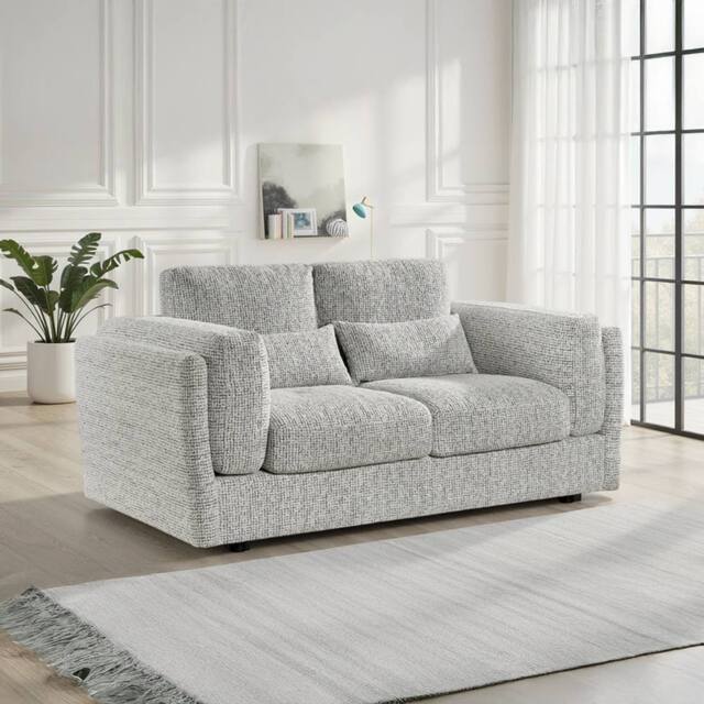 Furnishings For Less UK Bali Modern Chenille Textured Fabric 2 Seater Sofa Grey - image 1