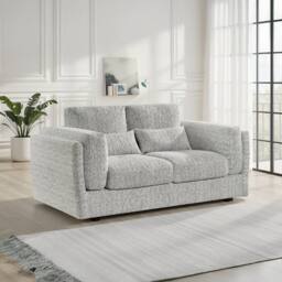 Furnishings For Less UK Bali Modern Chenille Textured Fabric 2 Seater Sofa Grey - thumbnail 1