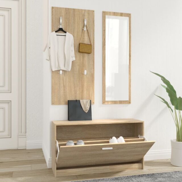 Berkfield Home 3-in-1 Shoe Cabinet Set Sonoma Oak Engineered Wood in Brown - image 1