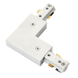 Loops Commercial Track Light L Corner Connector - 107mm x 107mm - White ABS Rail System - thumbnail 1