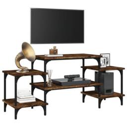 Berkfield Home TV Cabinet Smoked Oak 117x35x52 cm Engineered Wood in Brown - Size: 117 x 35 x 52 cm - thumbnail 4