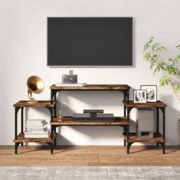 Berkfield Home TV Cabinet Smoked Oak 117x35x52 cm Engineered Wood in Brown - Size: 117 x 35 x 52 cm - thumbnail 1