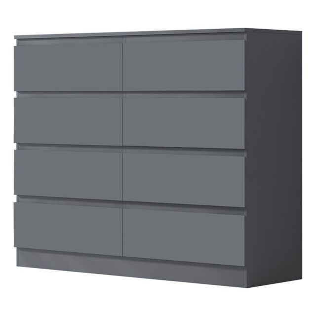FWStyle 8 Drawer Dark Grey Chest Of Drawers Matt Finish - image 1