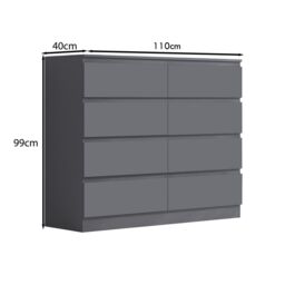 FWStyle 8 Drawer Dark Grey Chest Of Drawers Matt Finish - thumbnail 5