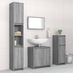 Berkfield Home Stylish 4 Piece Bathroom Furniture Set Grey Sonoma Engineered Wood - thumbnail 2