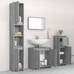 Berkfield Home Stylish 4 Piece Bathroom Furniture Set Grey Sonoma Engineered Wood - thumbnail 1