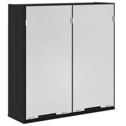 Berkfield Home Bathroom Mirror Cabinet - Black Oak, 64x20x66.5 cm, Made from Engineered Wood - Size: 64x20x66.5 cm - thumbnail 2
