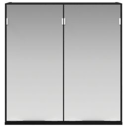 Berkfield Home Bathroom Mirror Cabinet - Black Oak, 64x20x66.5 cm, Made from Engineered Wood - Size: 64x20x66.5 cm - thumbnail 7