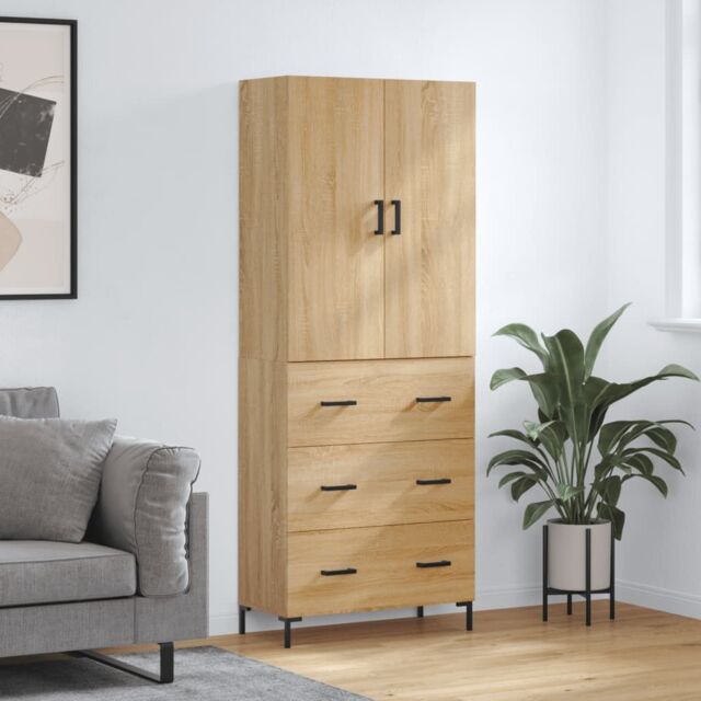 Berkfield Home Highboard Sonoma Oak 69.5x34x180 cm Engineered Wood in Brown - image 1