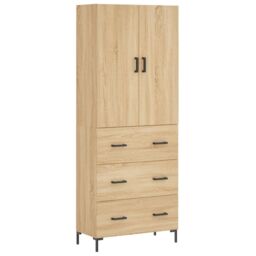 Berkfield Home Highboard Sonoma Oak 69.5x34x180 cm Engineered Wood in Brown - thumbnail 2