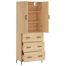 Berkfield Home Highboard Sonoma Oak 69.5x34x180 cm Engineered Wood in Brown - thumbnail 4